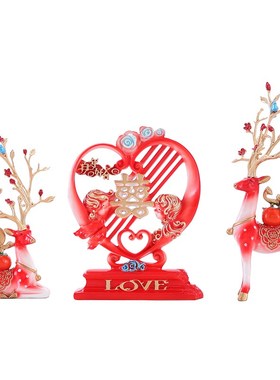 欧式创意家居装饰品树脂工艺品摆件招财三只鹿客厅电视柜结婚礼物