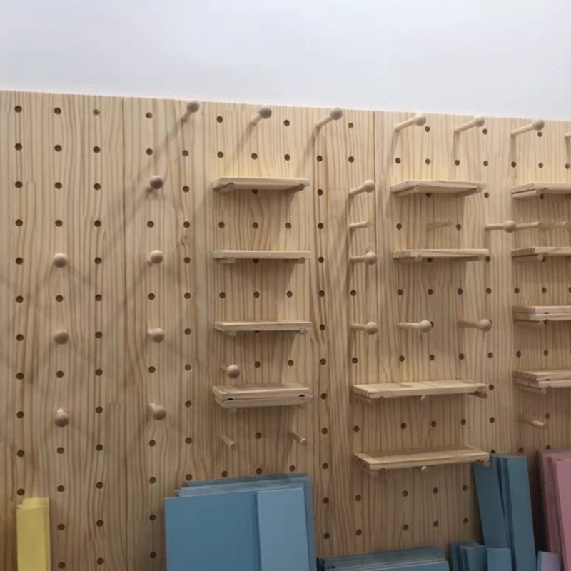 Customized solid wood hole board entry entrance r wall wooden shelves children's room wall entrance kitchen storage