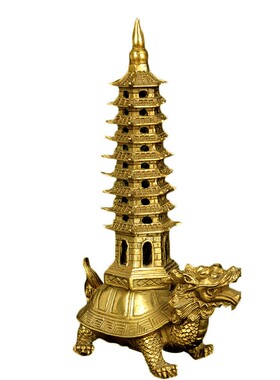 纯铜龙龟文昌塔九层十三层铜龙龟书房书桌办公室全铜龟塔装饰摆件