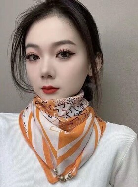 2024新款保暖方巾磁吸扣三角丝巾棉围巾女春秋冬洋气围脖气质厂家
