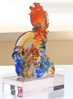 翱翔成龙工艺品琉璃摆件高档生日礼物开业礼品客厅玄关电视柜装饰