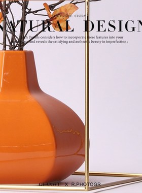 新中式六边形彩色陶瓷花器花瓶摆件样版房间展厅家具卖场茶几饰品