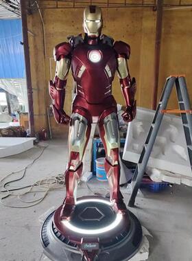 大型钢铁侠雕塑玻璃钢漫威发光模型电影院客厅车库门神摆件