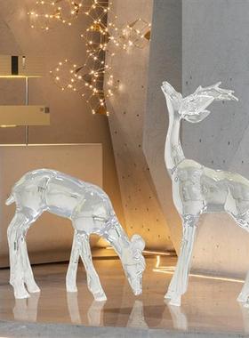 商场售楼处样板房大型透明树脂雕塑鹿摆件别墅庭院景观装饰工艺品