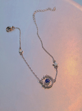 ins潮网红同款蓝色宇宙星球钛钢手链女韩国轻奢小众百搭气质手饰