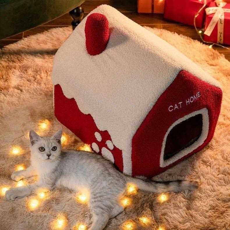 新款直销雪屋猫窝圣诞冬季保暖房子狗窝别墅封闭式冬天四季通用猫,淘宝优惠券,粉丝福利购,淘宝优惠卷