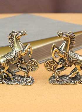 新款直销纯铜马摆件黄铜实心招米进宝马桌面工艺品摆饰古玩老铜器