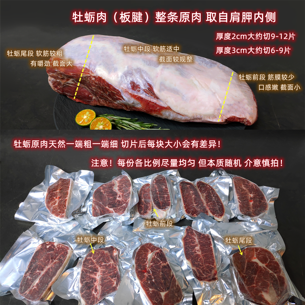 澳洲安格斯谷饲150天牡蛎肉板腱 原切厚度2cm和3cm可选 两公斤装 - 图0