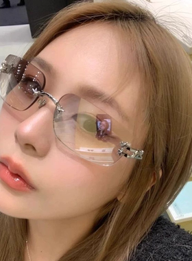 Jennie同款无边框墨镜Y2K千禧风