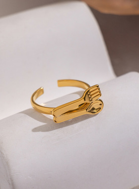 钛钢开口戒指餐具风小众高级