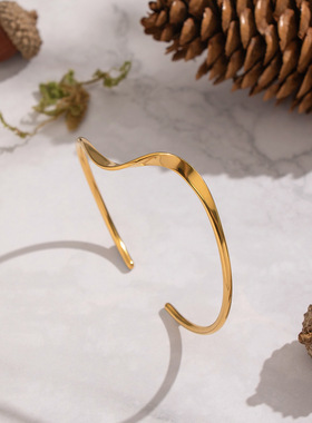 欧美几何曲线不锈钢手镯