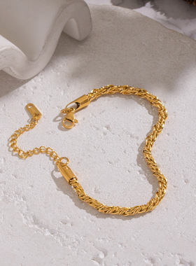 简约麻花钛钢手链5220