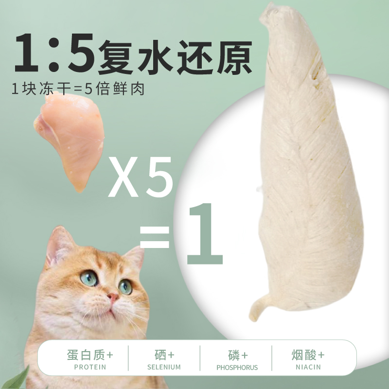 鸡胸肉冻干猫零食400g整块原切鲜肉狗狗猫咪通用渔晓吃鸡肉冻干