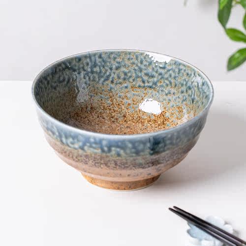 小鹿田烧日本进口陶瓷17cm面碗日式吃饭大汤碗家用拉面碗复古餐具 - 图1