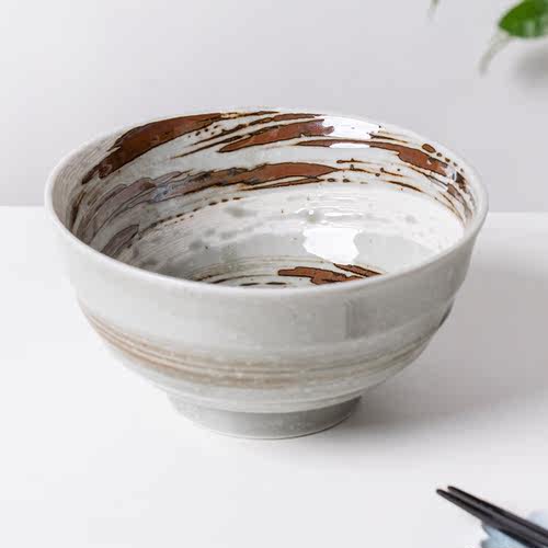 小鹿田烧日本进口陶瓷17cm面碗日式吃饭大汤碗家用拉面碗复古餐具 - 图2