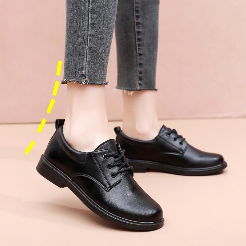 工作鞋女黑色正装皮鞋妈妈鞋软底舒适平底单鞋防滑防水防油上班鞋,淘宝优惠券,粉丝福利购,淘宝优惠卷