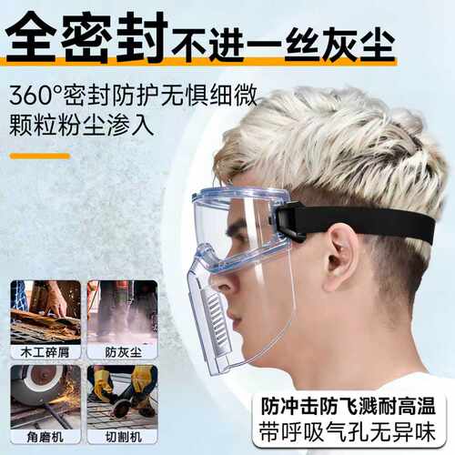 角磨机护目镜防飞溅工业切割打磨防尘不起雾面罩全脸防护劳保开槽 - 图0