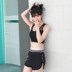 Phim hoạt hình đen chia áo tắm nữ ba mảnh bảo thủ che bụng mỏng boyshort Hàn Quốc ins gió spa - Bộ đồ bơi hai mảnh đồ bơi 2 mảnh trẻ em Bộ đồ bơi hai mảnh