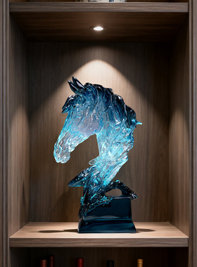 马到成功马摆件招财透明工艺品个性书房办公室装饰品开业乔迁礼物