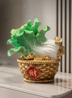 如意百财招财白菜摆件开业乔迁