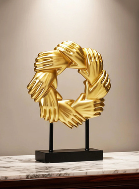 合作共赢诚信握手摆件老板办公室桌面摆设酒柜装饰品乔迁开业礼品