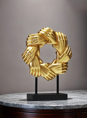 合作共赢诚信握手摆件老板办公室桌面摆设酒柜装饰品乔迁开业礼品