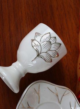 拜神酒杯贡杯供水的杯子酒杯上供摆供小酒杯佛前家用陶瓷浮雕莲花