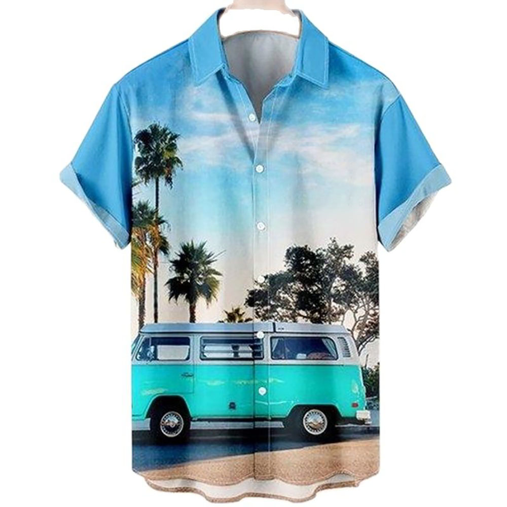 Hawaiian Shirt Men Summer 3d Coconut ree Printed Shirts For - 图1