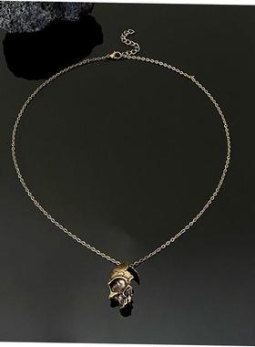 half face skull male necklace mens retro Skeleton jewelry饰