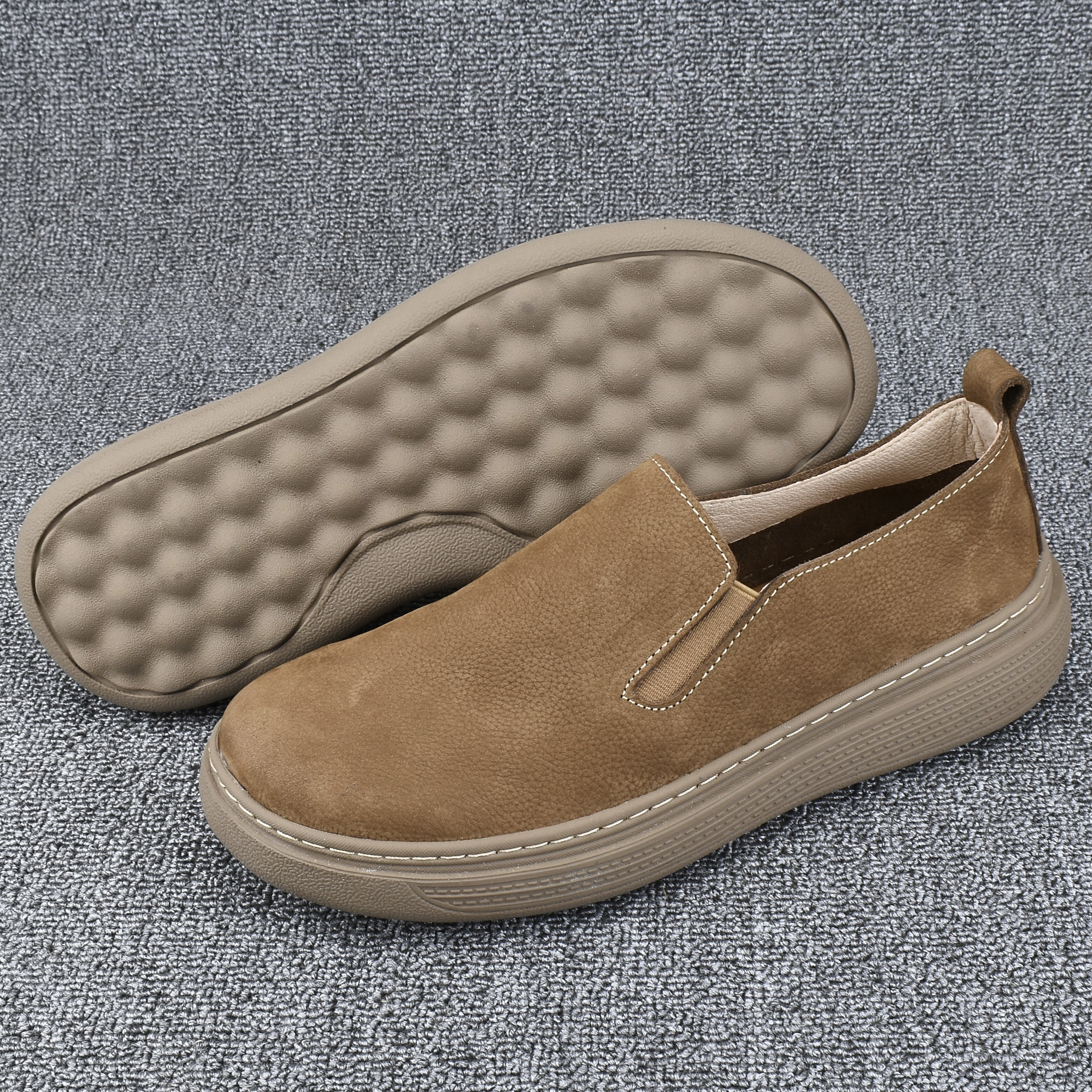 2026春季新款男士一脚蹬懒人鞋真皮透气休闲豆豆鞋乐福鞋男士皮鞋