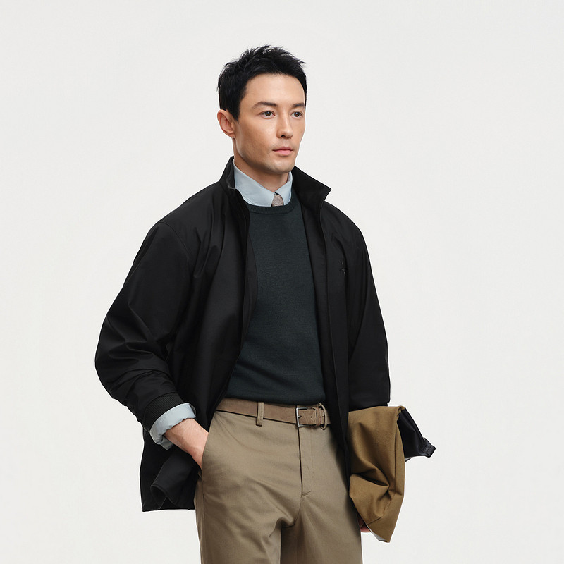 【7D细格轻量防护】比音勒芬2026春季新款男休闲防水立领夹克外套