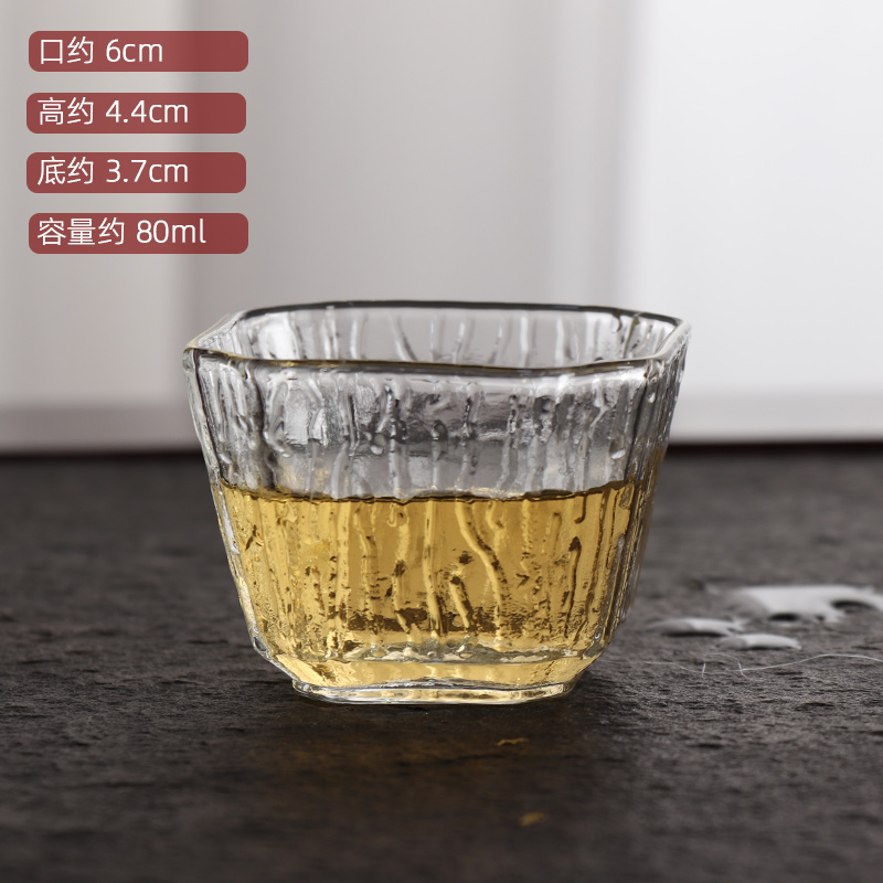 玻璃小茶杯家用功夫茶具套装透明水杯主人杯单杯女品茗杯客人杯 - 图0