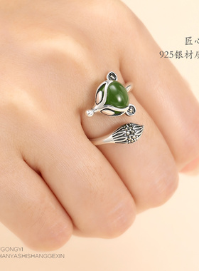diy纯银蜜蜡绿松石琥珀戒指空托