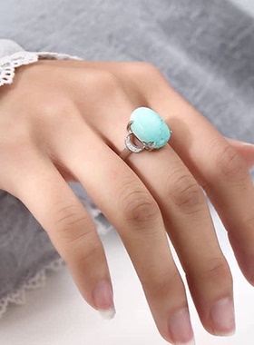 日韩星月嵌椭圆翡翠戒指空托配件