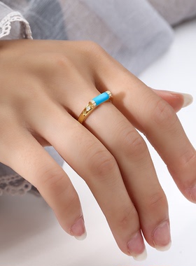 国潮马鞍方形戒指空托男女