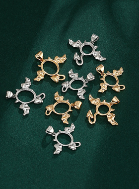 致闺蜜男女黄金恶魔天使吊坠空托