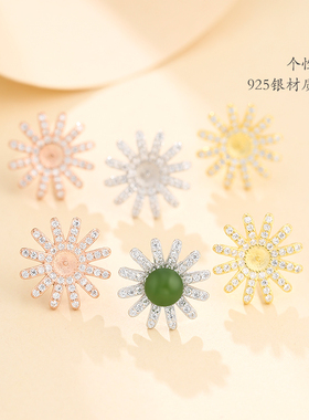小众纯银雪花蜜蜡碧玉精致耳饰