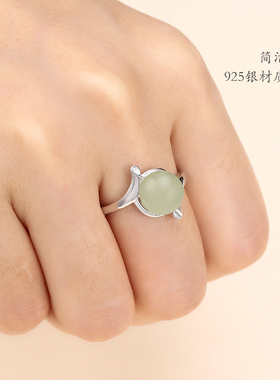 diy纯银珍珠镶嵌蓝珀戒指托