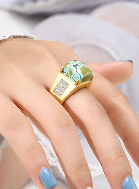 霸气方形男戒指空托马鞍戒托配件