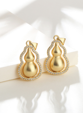 葫芦项链女古法沙金diy吊坠配件