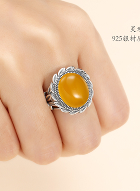 diy配饰蜜蜡琥珀翡翠戒指空托