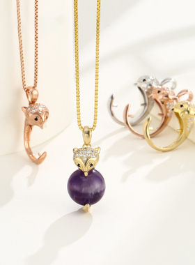 珍珠配件狐狸吊坠扣头DIY配件