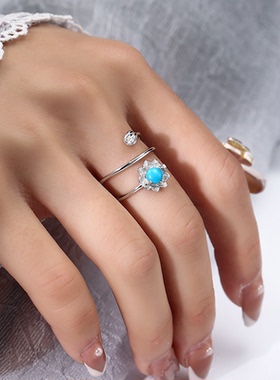 国潮莲花女戒托空托荷花戒指托