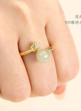 纯银开口珍珠手工制作戒指空托