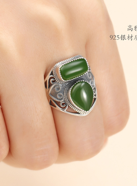 复古镶嵌琥珀活口霸气风戒指空托