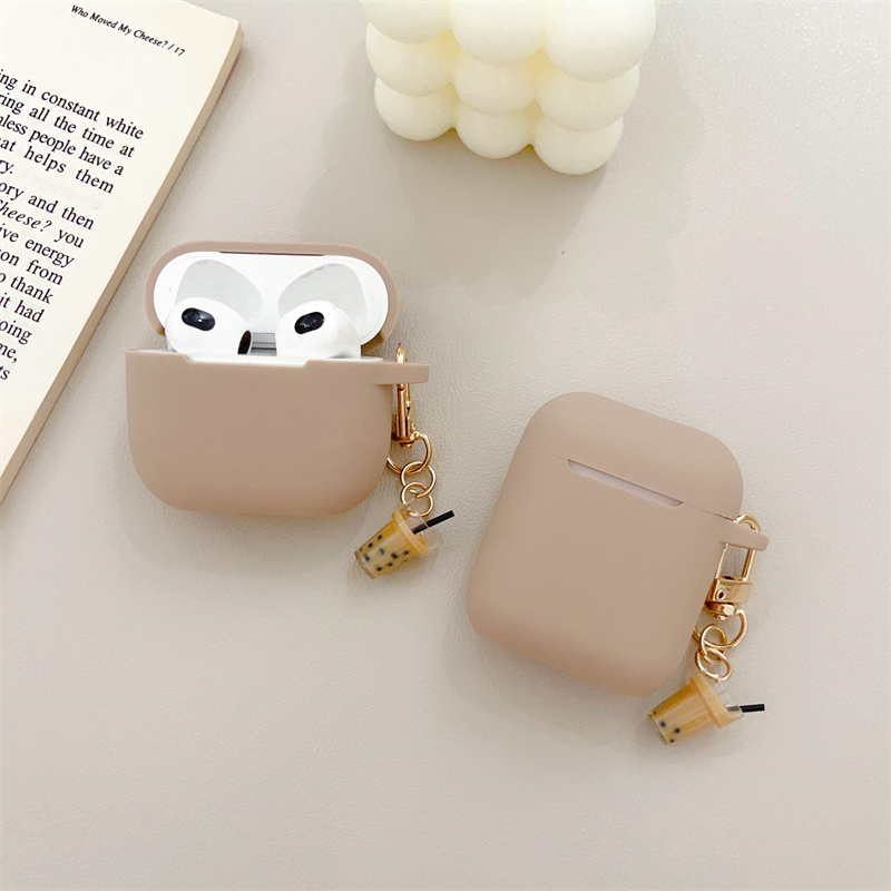 迷你奶茶挂件适用airpods3保护壳airpodspro苹果耳机套airpods2代无线蓝牙耳机壳盒二三代保护套pro软壳连体