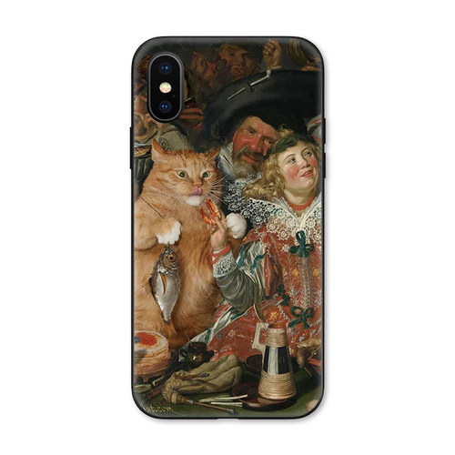 世界名画橘猫美食龙虾油画适用iPhone XS Max苹果16防摔17软壳14/15pro手机壳678plus - 图1