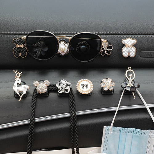 汽车挂钩前排粘贴式合金网红车载置物收纳可爱车内多功能小挂勾 - 图3