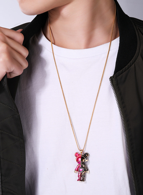 星际熊轻奢拼色百搭时尚风毛衣链