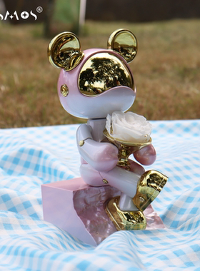 星际熊摆件玫瑰永生花浪漫